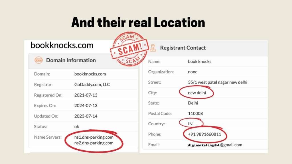 Bookknocks scam - Original Location India